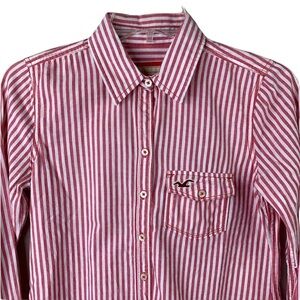 Hollister Red & White Stripe Button Front Shirt